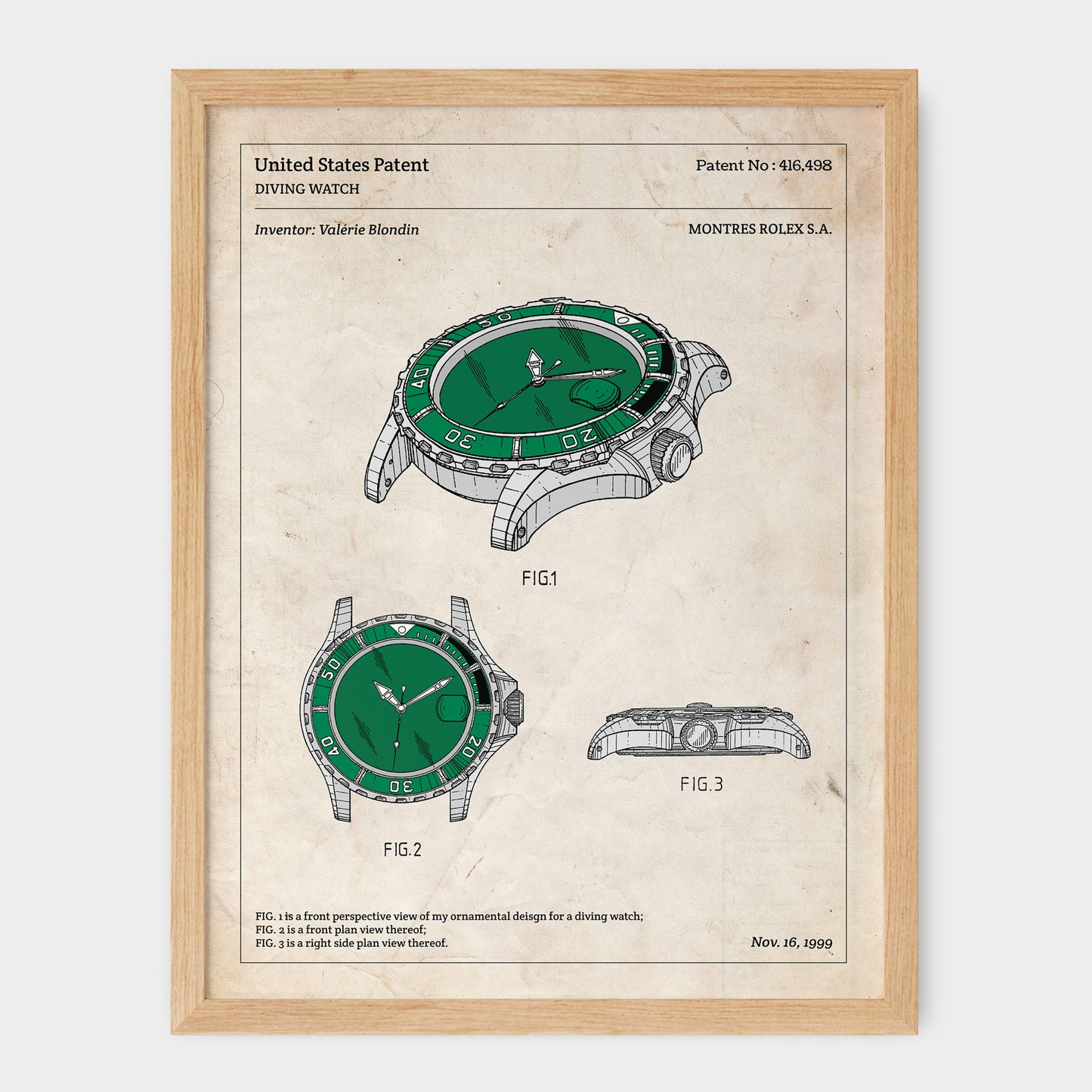 Affiche de brevet - Rolex Submariner
