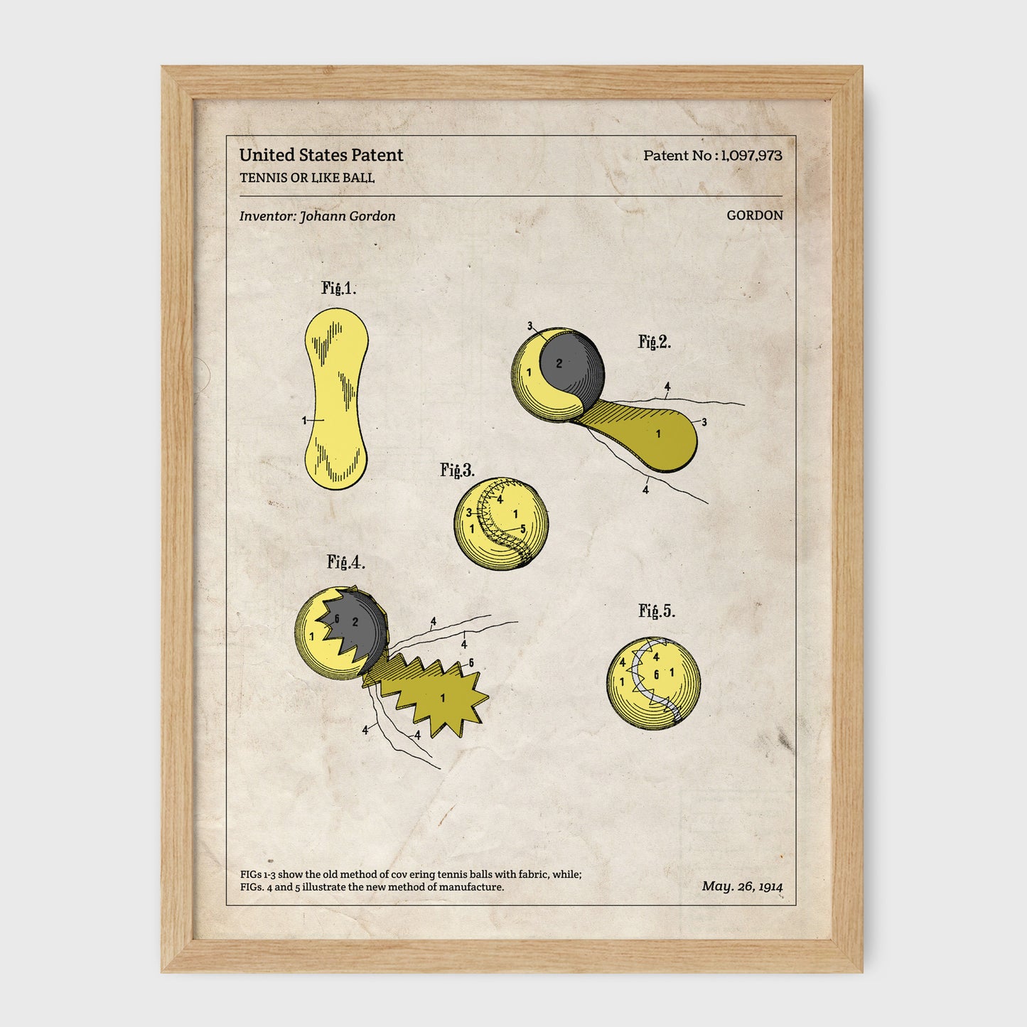 Affiche de brevet - Balle de tennis
