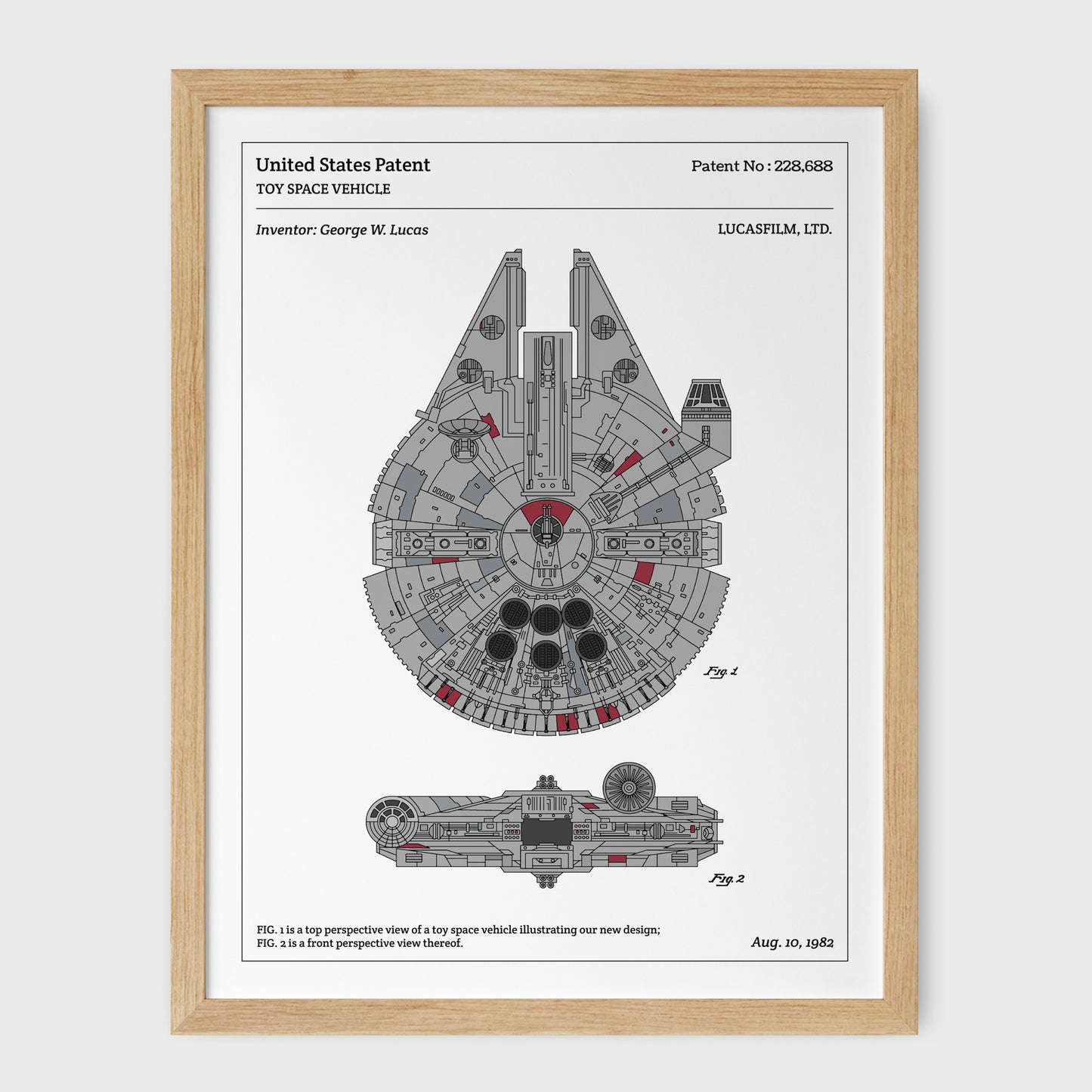Affiche de brevet - Star Wars - Faucon Millenium