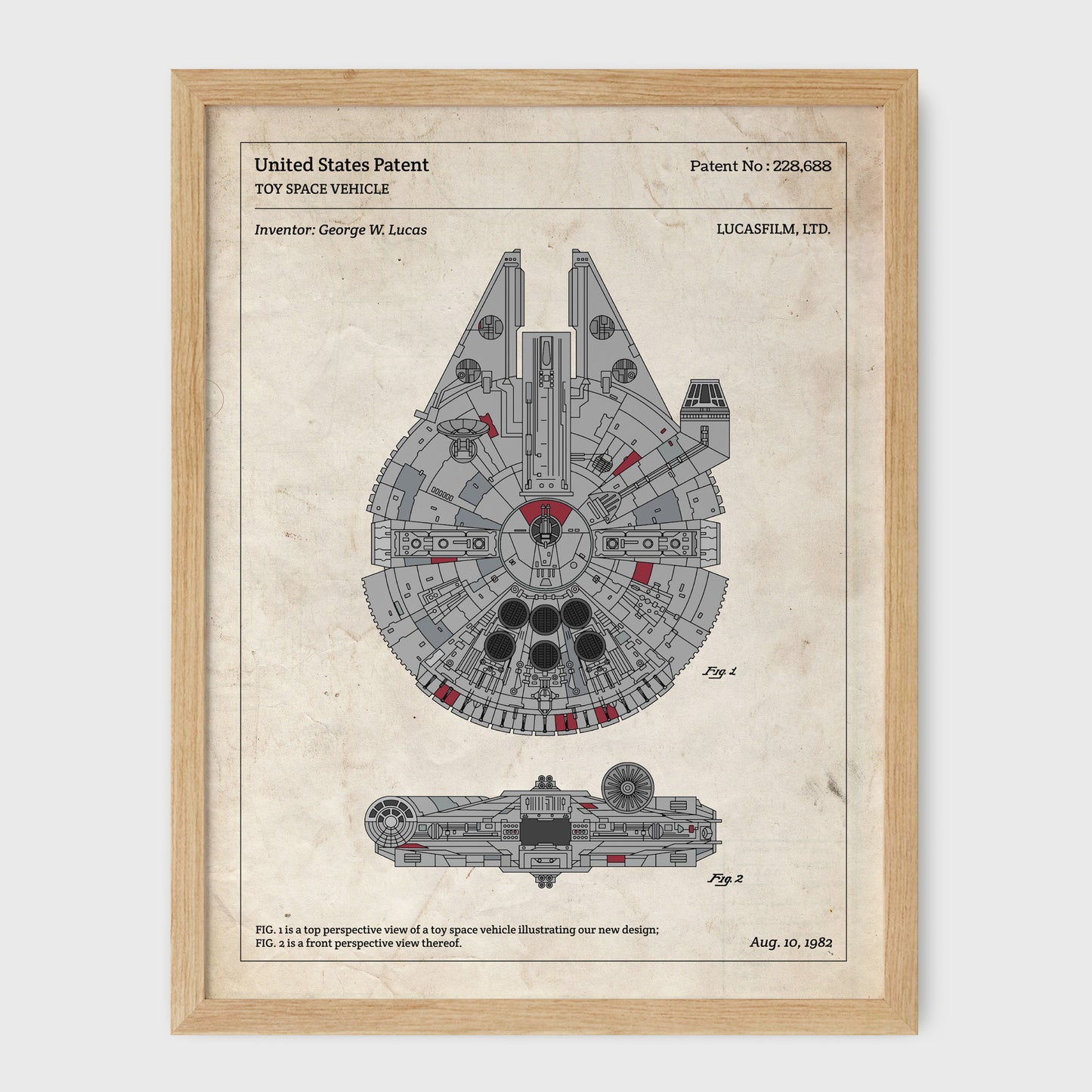 Affiche de brevet - Star Wars - Faucon Millenium