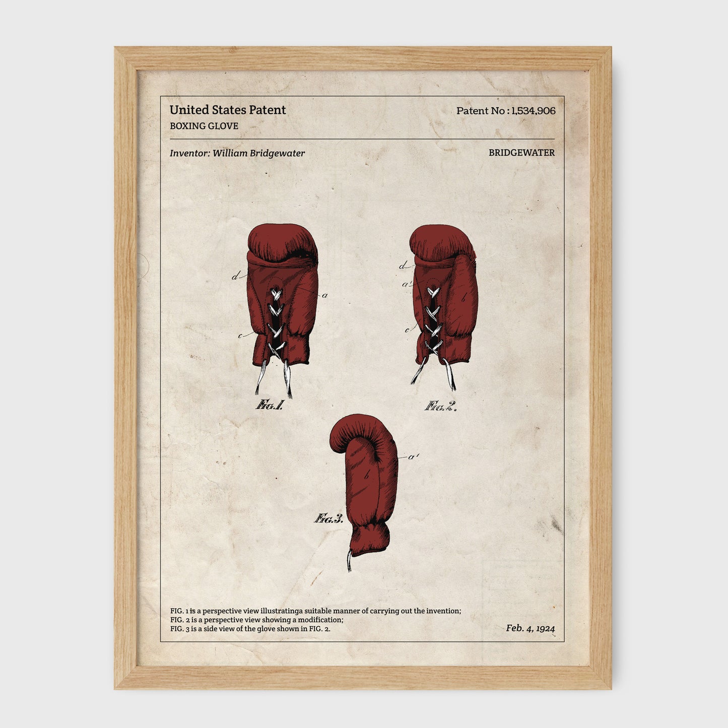 Affiche de brevet - Gants de boxe