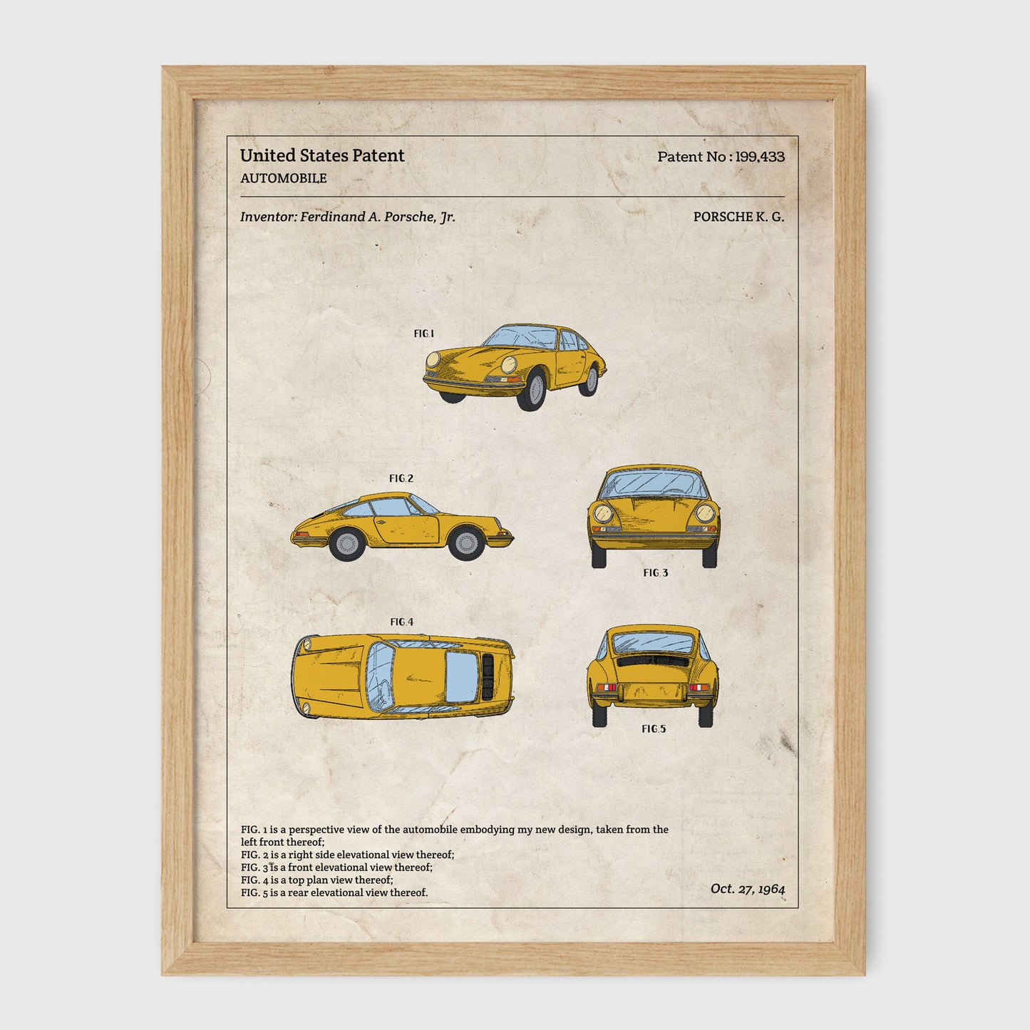 Affiche de brevet - Porsche 911