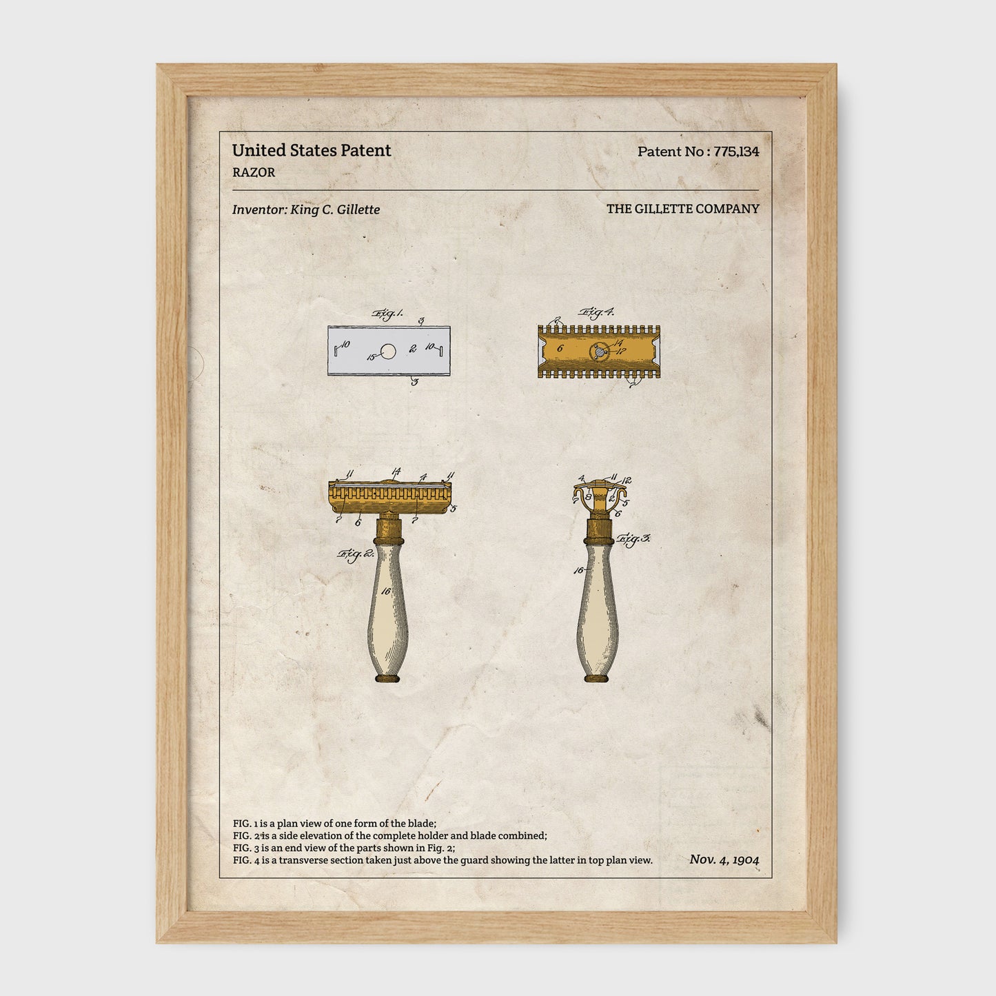 Affiche de brevet - Rasoir de sureté