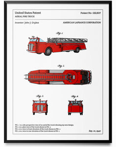 Affiche de brevet - Camion de pompier