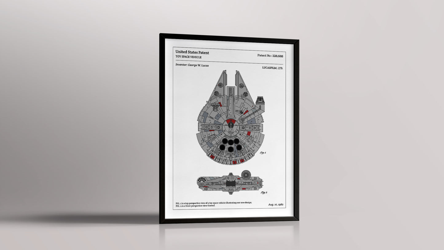 Affiche de brevet - Star Wars - Faucon Millenium