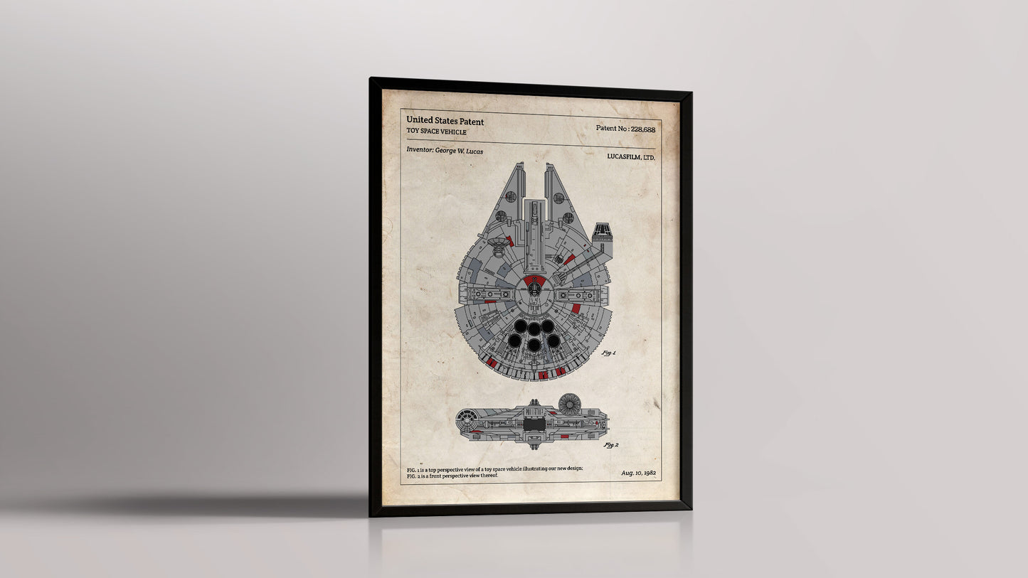 Affiche de brevet - Star Wars - Faucon Millenium