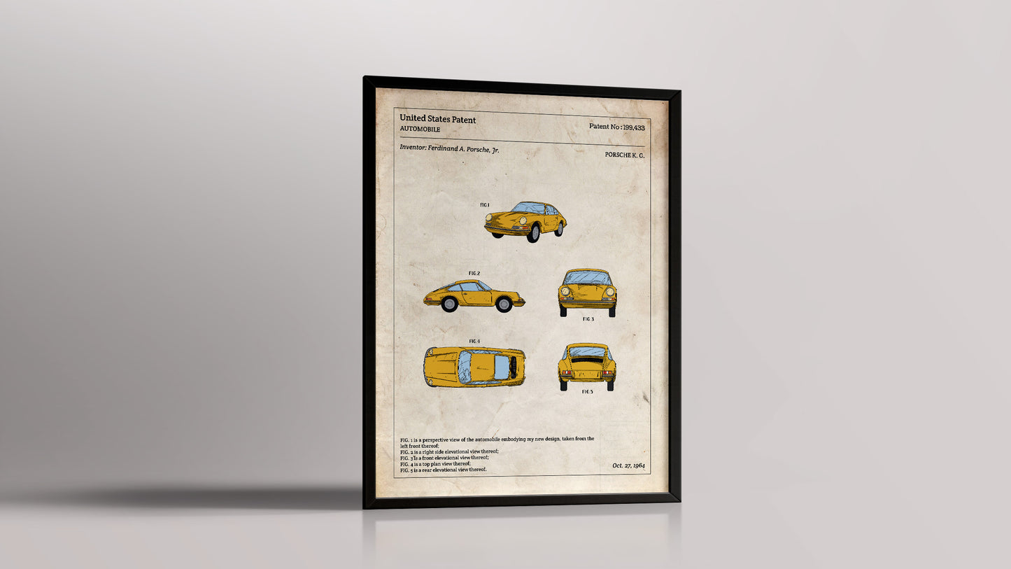 Affiche de brevet - Porsche 911