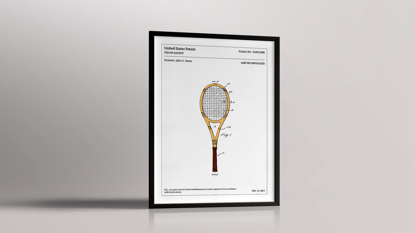 Affiche de brevet - Raquette de tennis - L'Affiche Technique