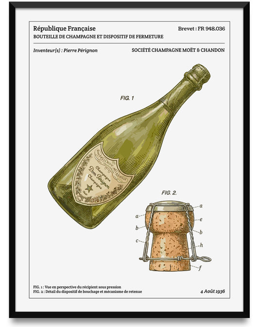 Affiche de brevet - Bouteille de Champagne