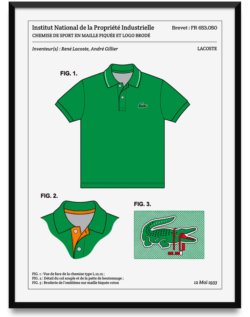 Affiche de brevet - Polo Lacoste