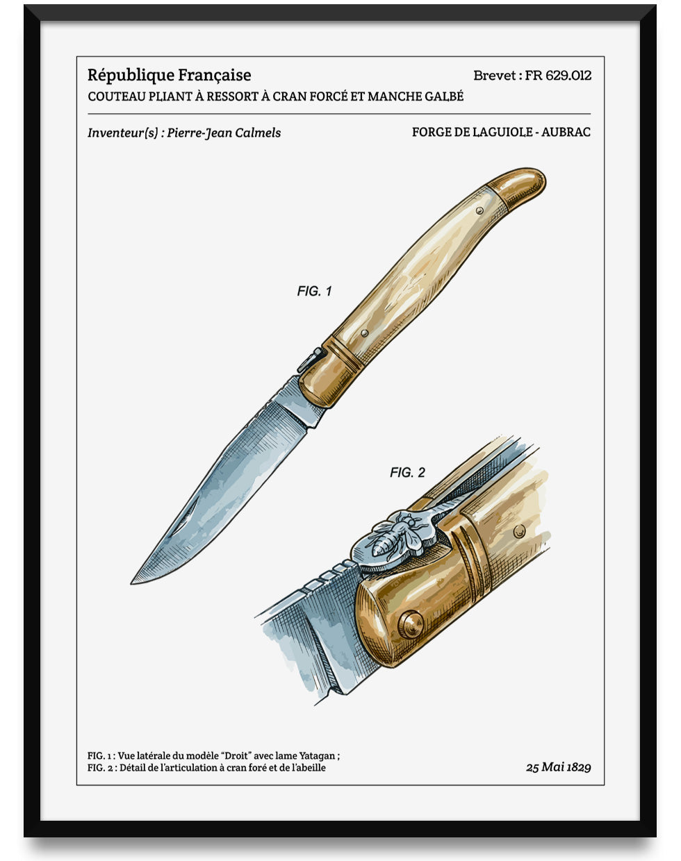 Affiche de brevet - Couteau Laguiole