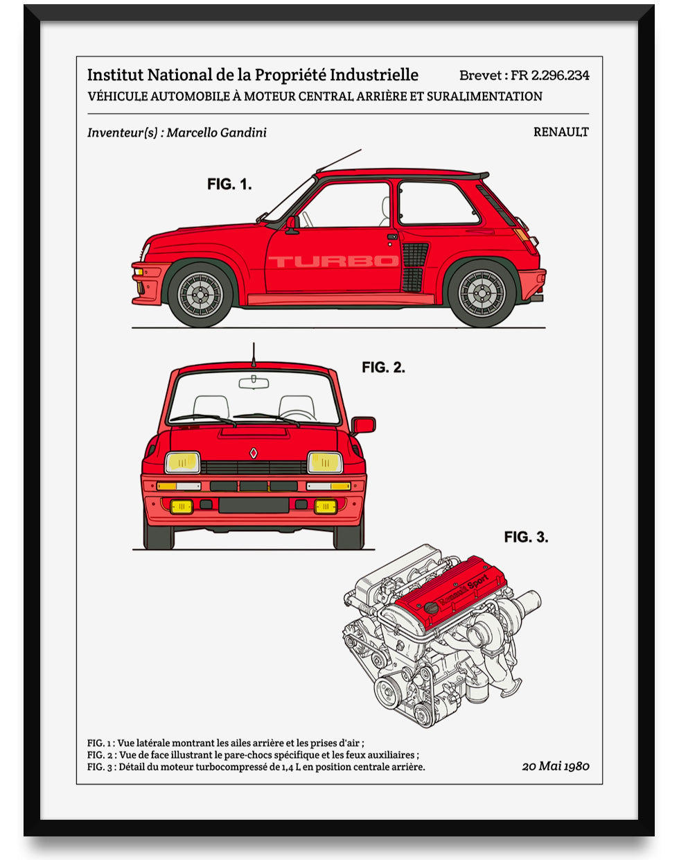 Affiche de brevet - Renault R5 Turbo