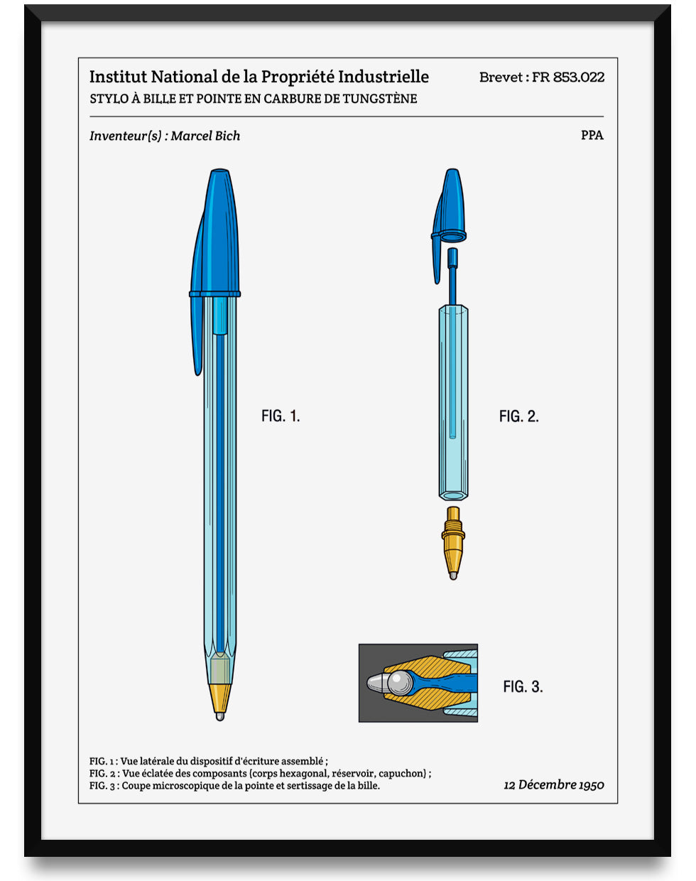 Affiche de brevet - Stylo bille BIC