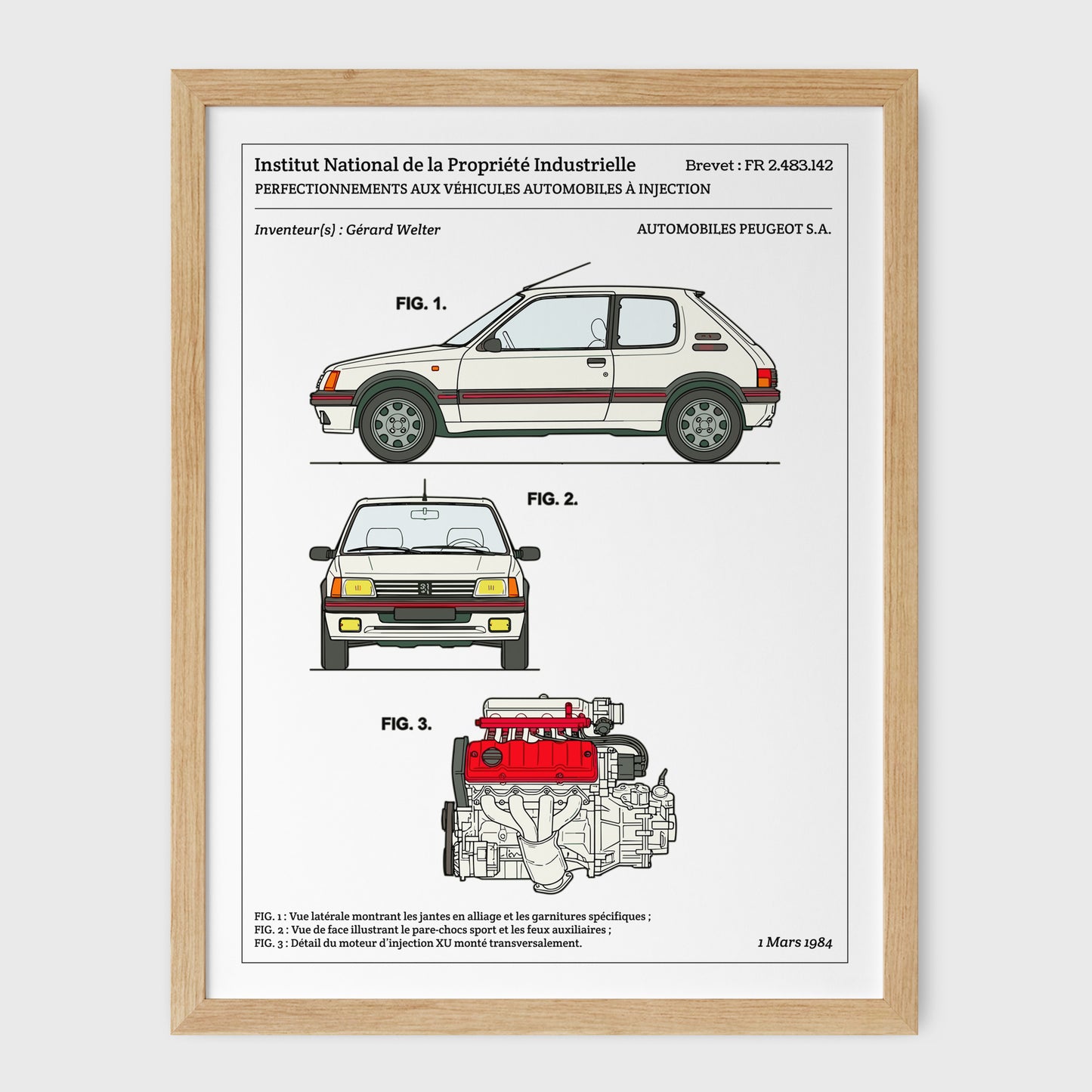 Affiche de brevet - Peugeot 205 GTI