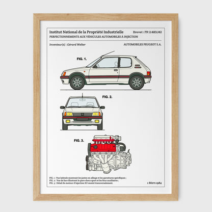 Affiche de brevet - Peugeot 205 GTI