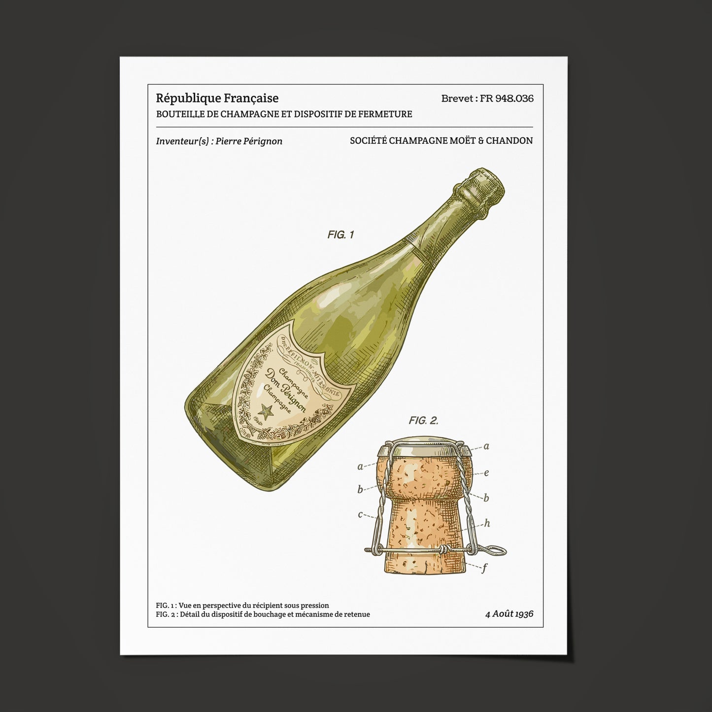 Affiche de brevet - Bouteille de Champagne