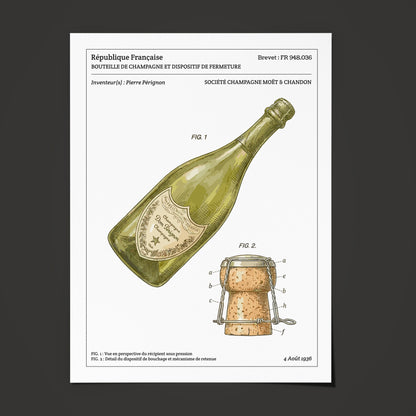 Affiche de brevet - Bouteille de Champagne