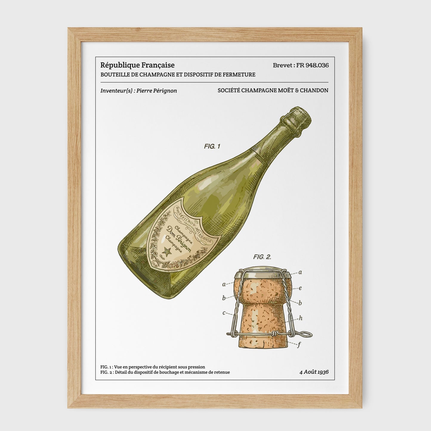 Affiche de brevet - Bouteille de Champagne