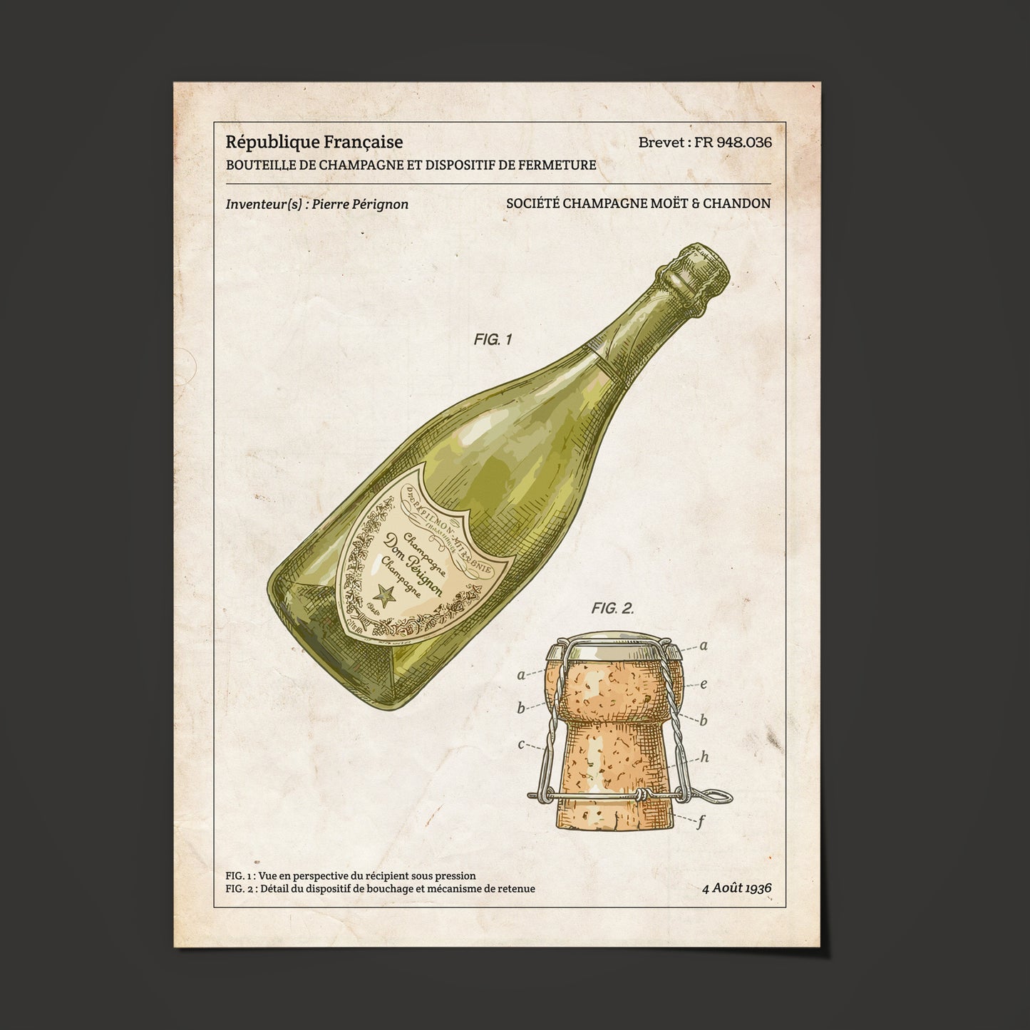 Affiche de brevet - Bouteille de Champagne