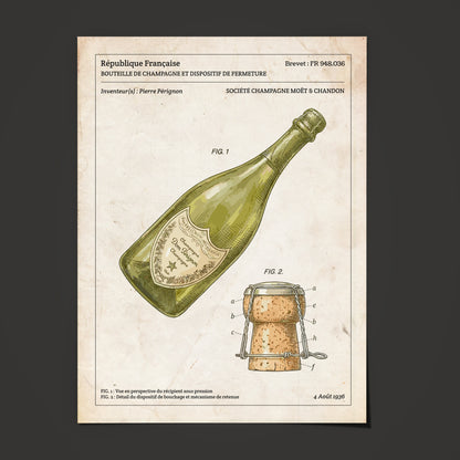 Affiche de brevet - Bouteille de Champagne