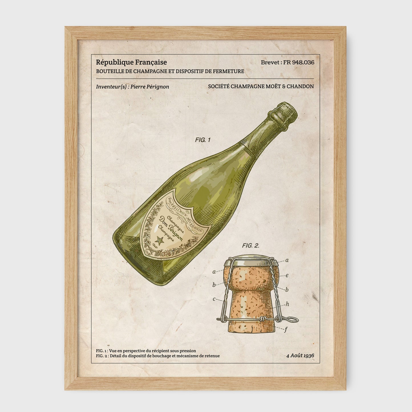 Affiche de brevet - Bouteille de Champagne