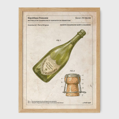 Affiche de brevet - Bouteille de Champagne