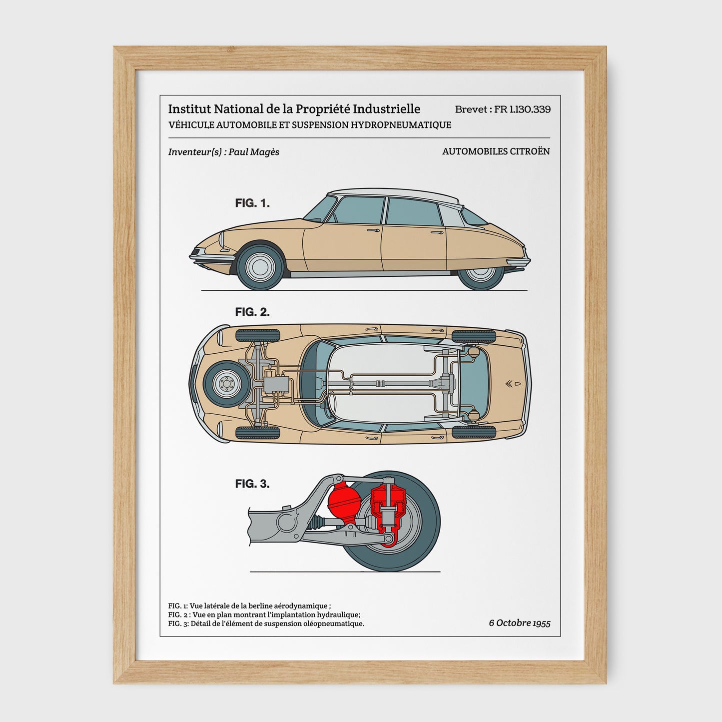 Affiche de brevet - Citroën DS 19