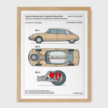 Affiche de brevet - Citroën DS 19