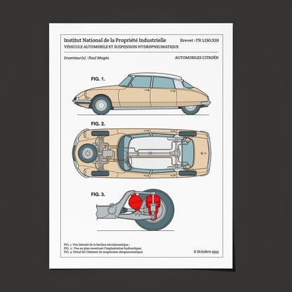 Affiche de brevet - Citroën DS 19
