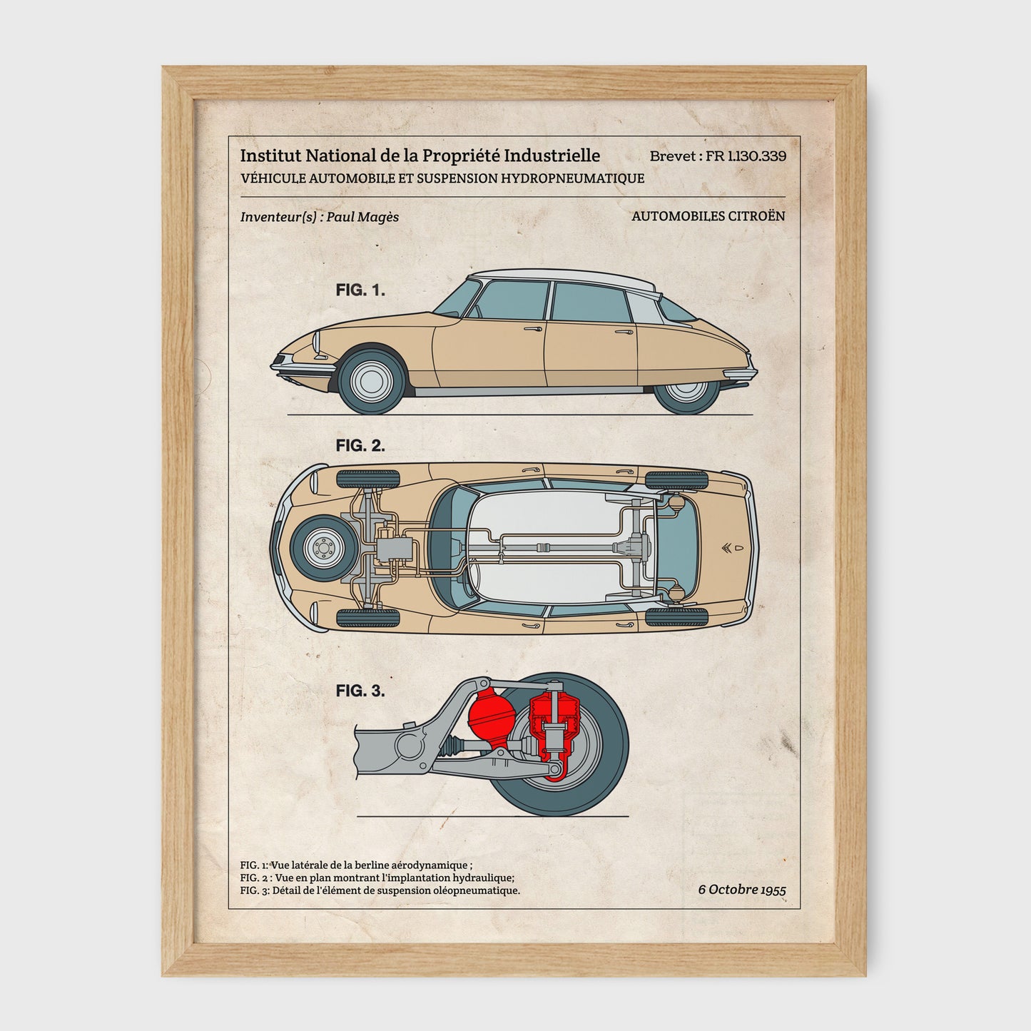 Affiche de brevet - Citroën DS 19