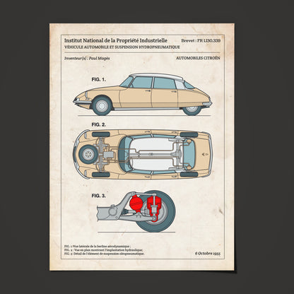Affiche de brevet - Citroën DS 19