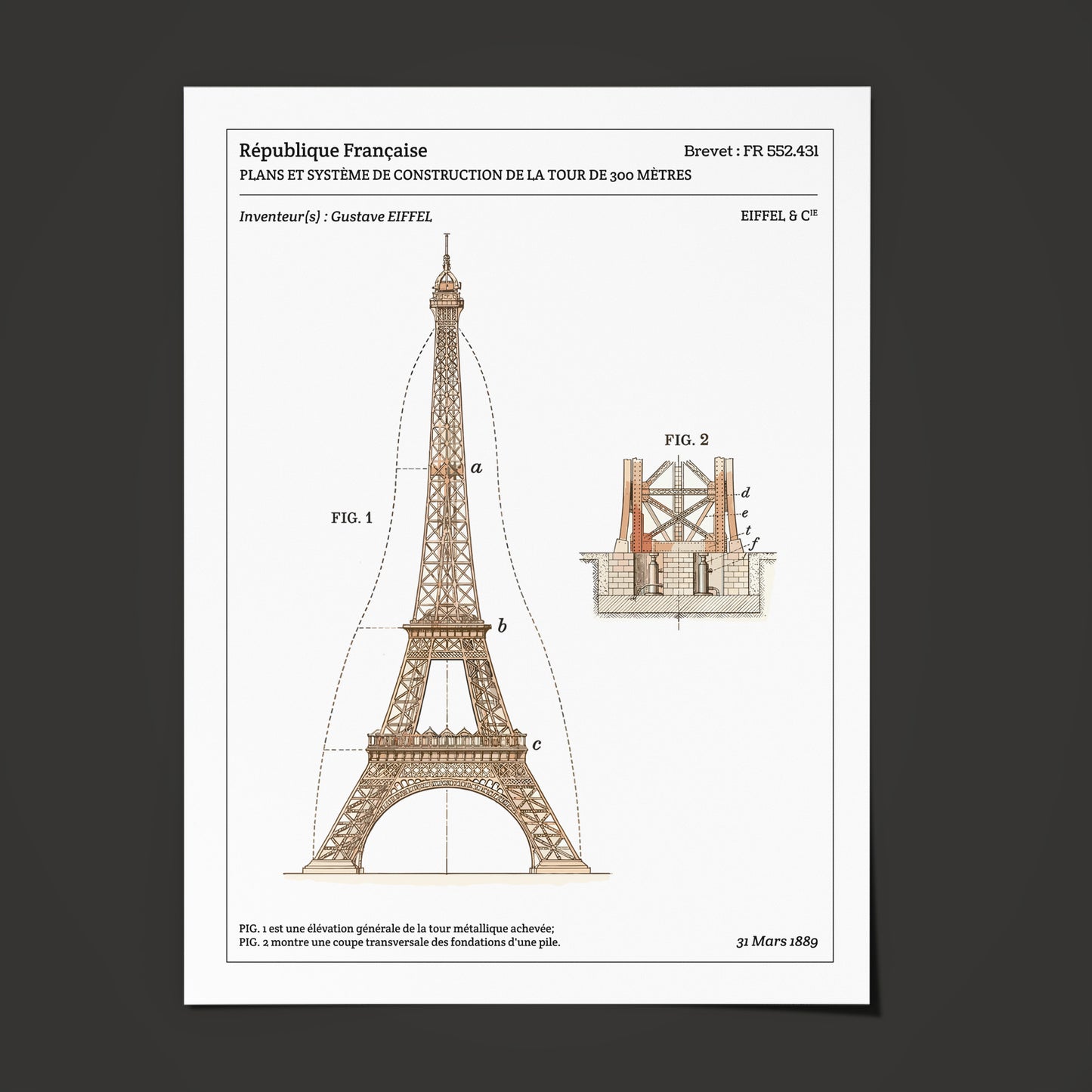 Affiche de brevet - Tour Eiffel