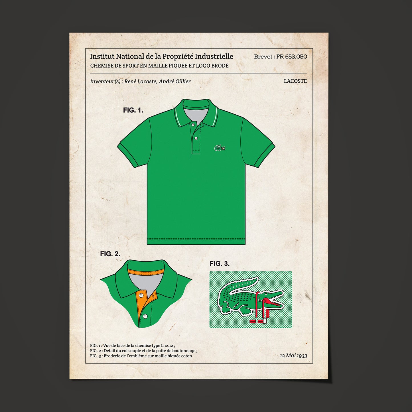 Affiche de brevet - Polo Lacoste