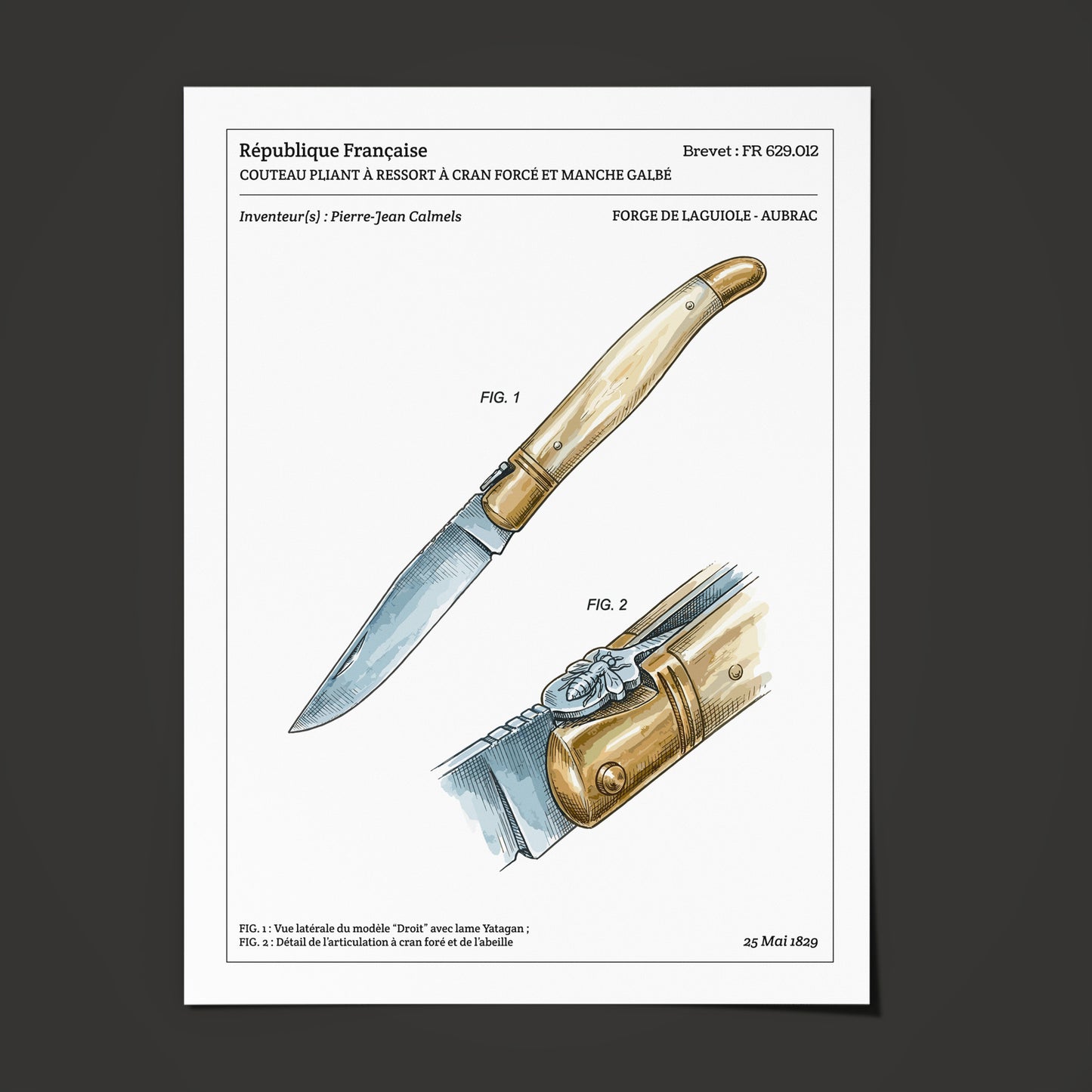 Affiche de brevet - Couteau Laguiole