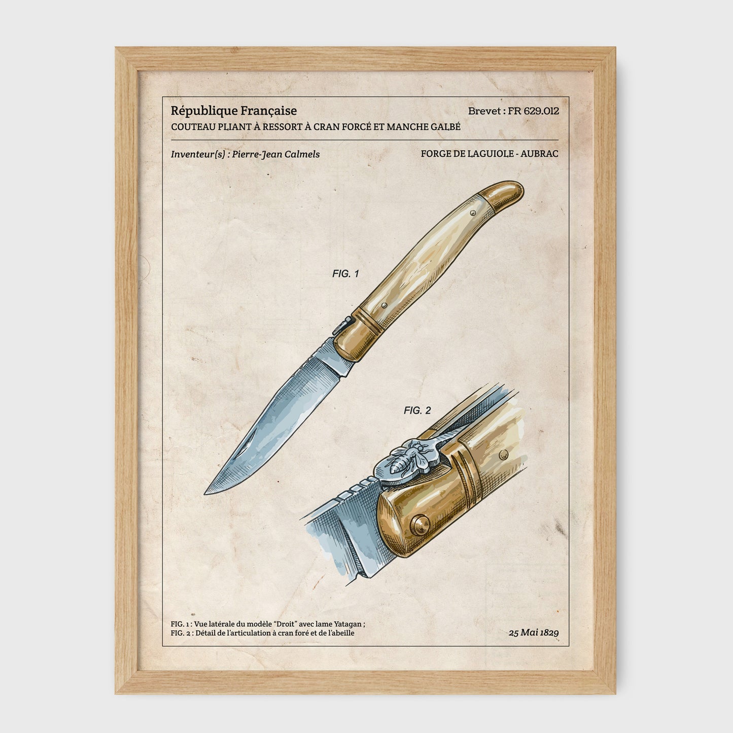 Affiche de brevet - Couteau Laguiole