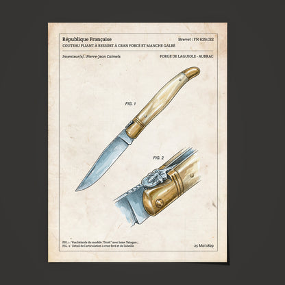 Affiche de brevet - Couteau Laguiole