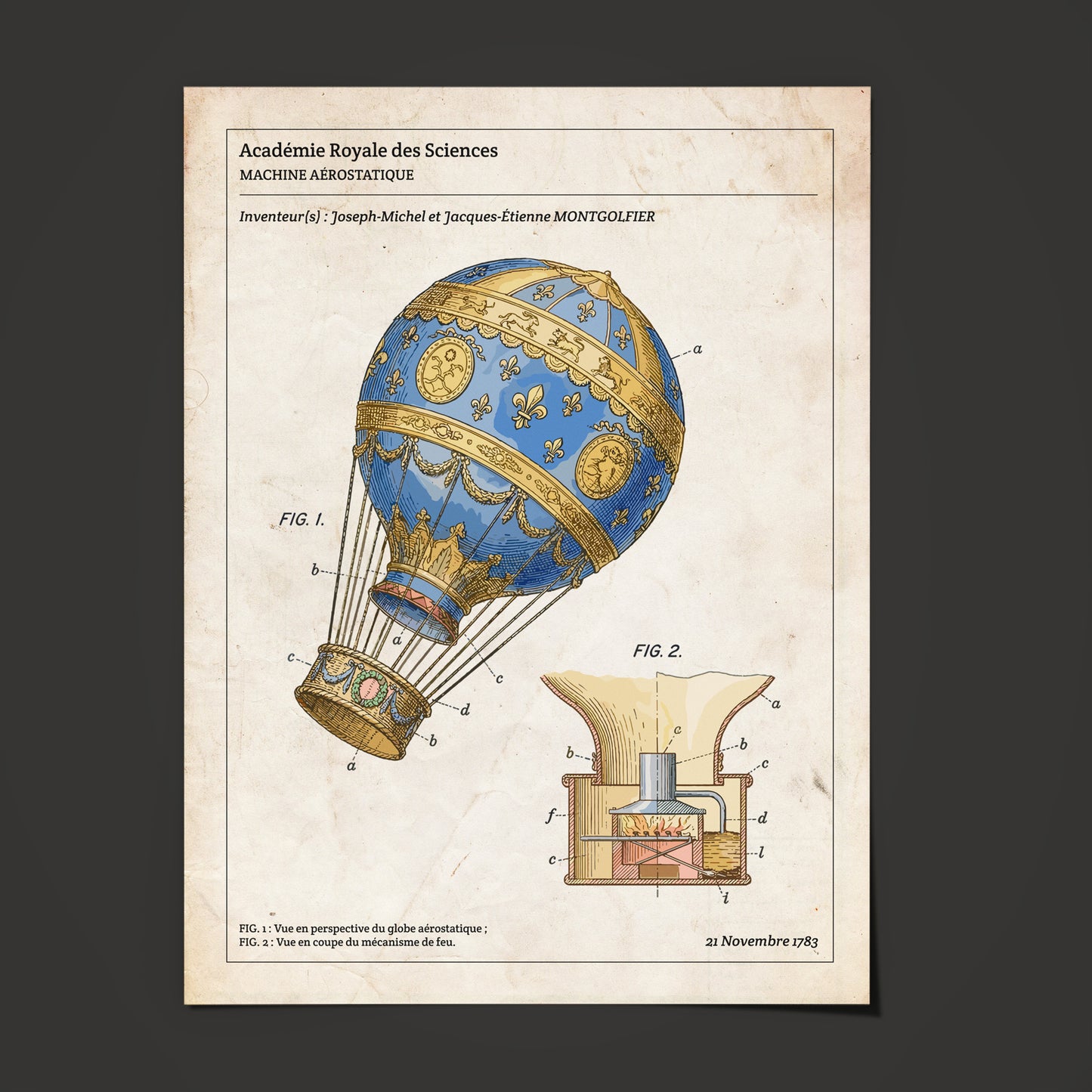 Affiche de brevet - Montgolfière