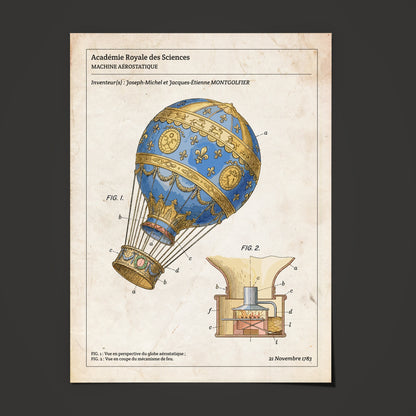 Affiche de brevet - Montgolfière