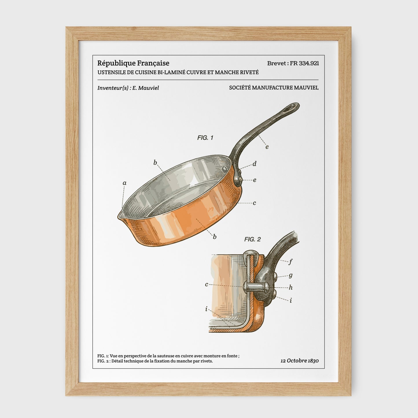 Affiche de brevet - Poêle en cuivre