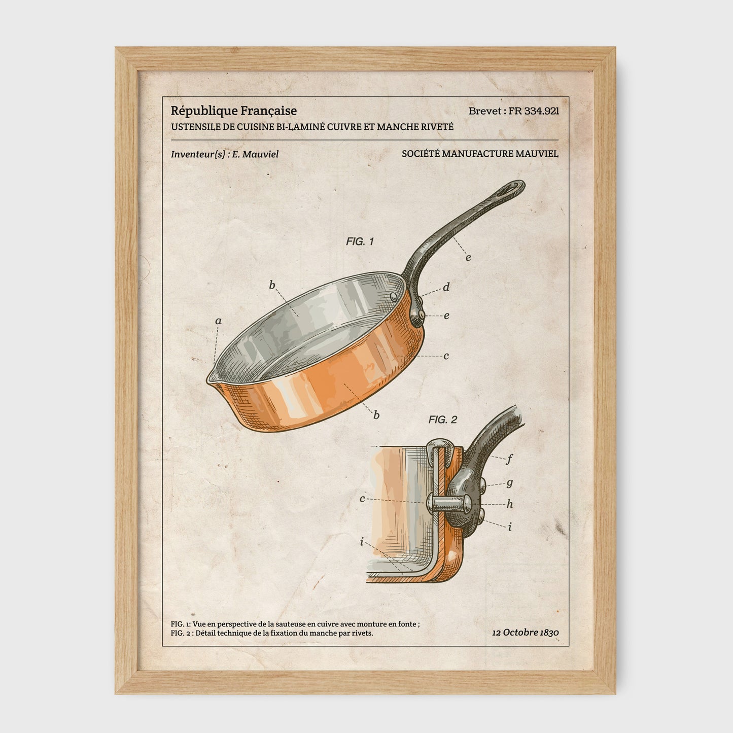 Affiche de brevet - Poêle en cuivre