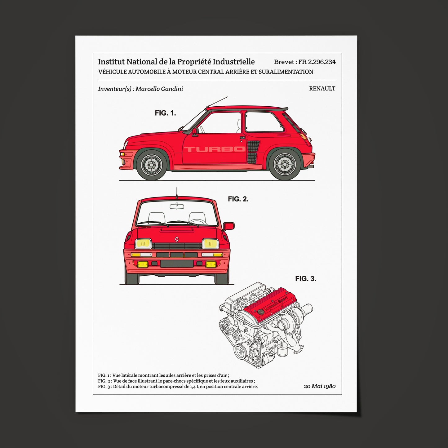 Affiche de brevet - Renault R5 Turbo