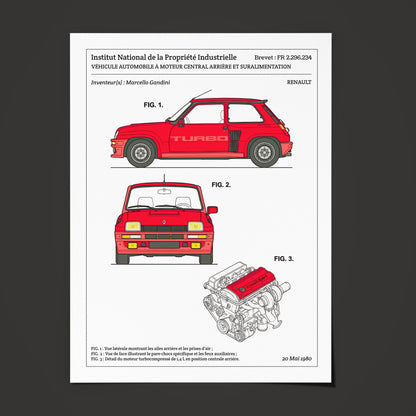 Affiche de brevet - Renault R5 Turbo