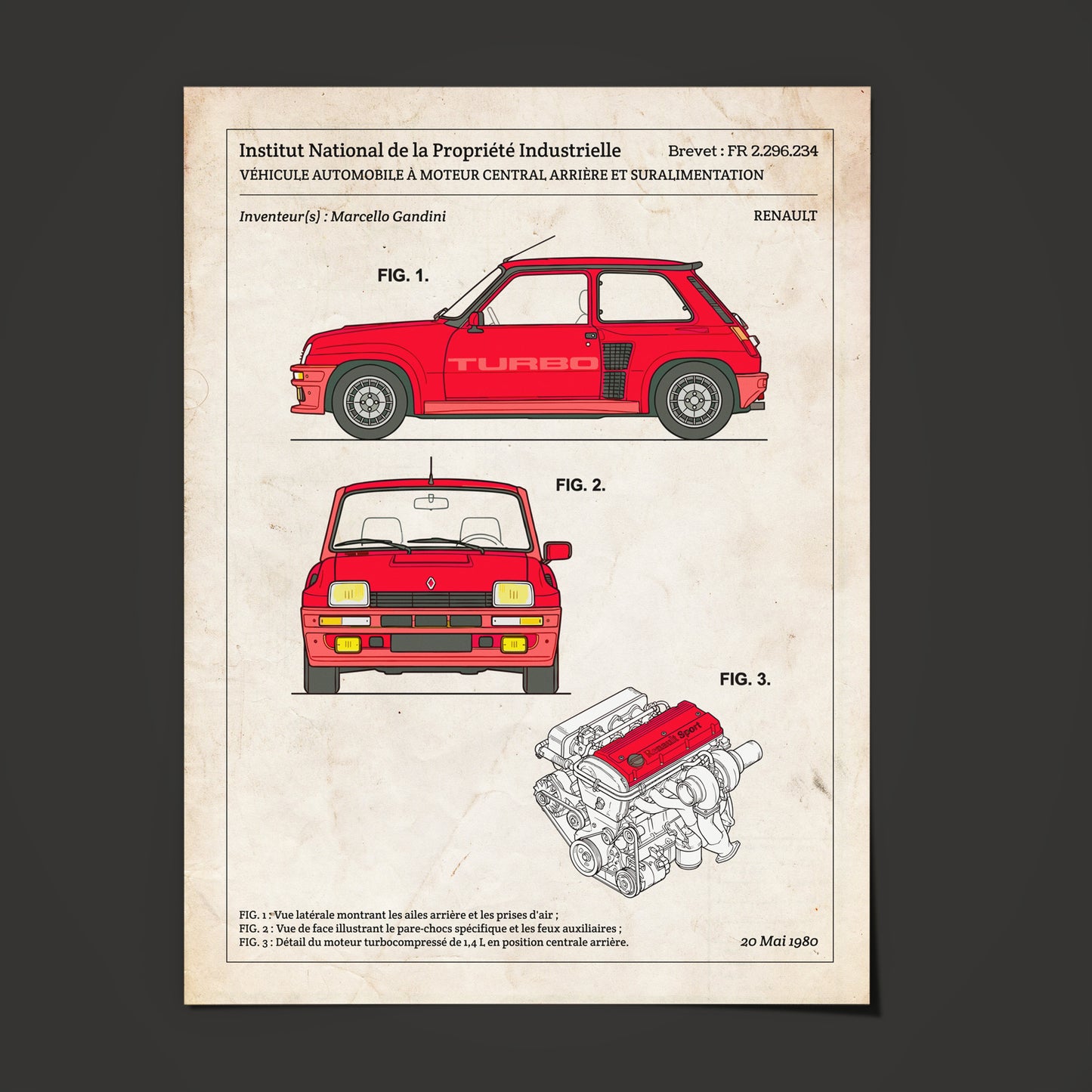 Affiche de brevet - Renault R5 Turbo