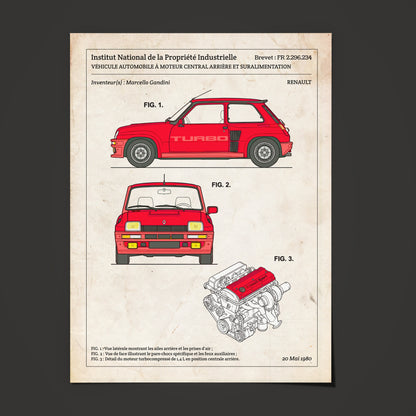 Affiche de brevet - Renault R5 Turbo