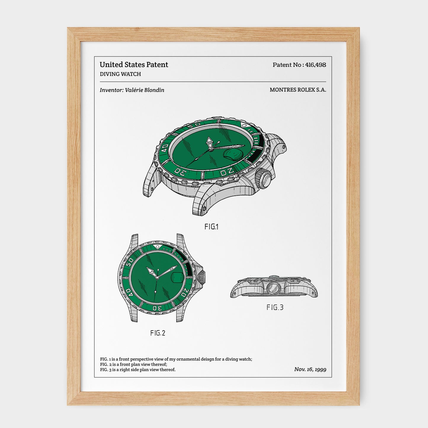 Affiche de brevet - Rolex Submariner