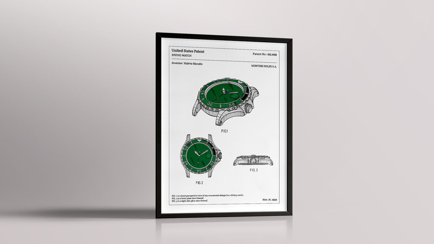 Affiche de brevet - Rolex Submariner