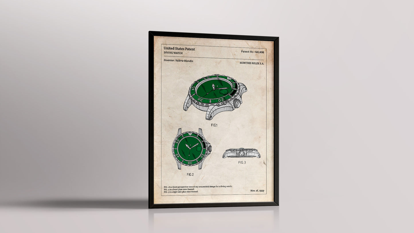 Affiche de brevet - Rolex Submariner