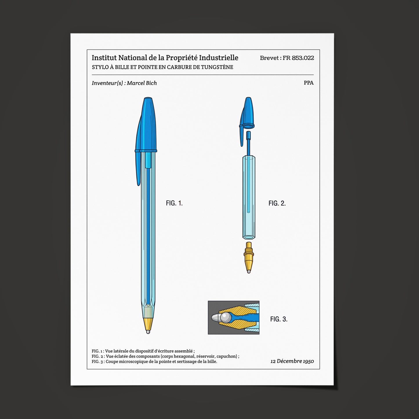 Affiche de brevet - Stylo bille BIC