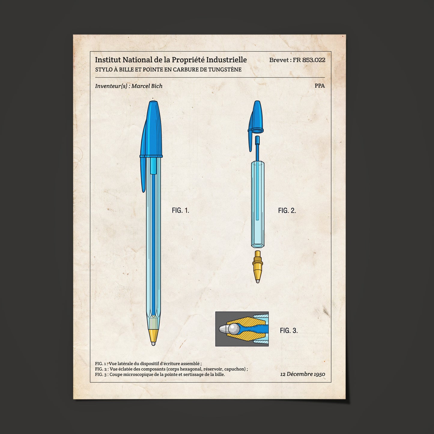 Affiche de brevet - Stylo bille BIC