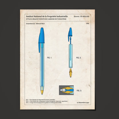 Affiche de brevet - Stylo bille BIC